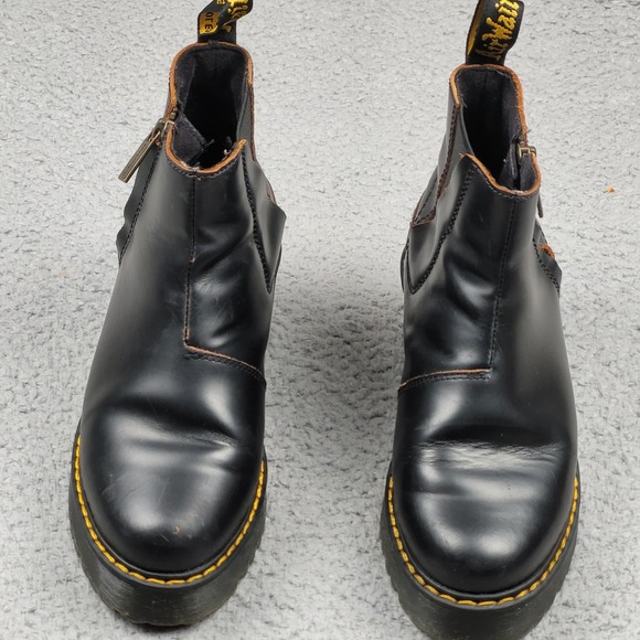 Dr Martens Rometty II Black Leather Chelsea Platform Ankle Boots Womens US 6 - Picture 2 of 9